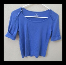 Jones New York Sport Petite Small Blue Tee Top Cuffed Sleeves Women&#39;s - €8,43 EUR