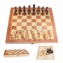 New Hand Crafted Wooden Portable Folding 12&quot; Board Chessboard Game Chess... - $29.99