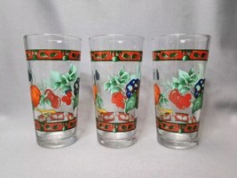 Vintage Kig Fruit Harvest Glass Tumblers 14 oz Coolers Drinking Glasses ... - $19.80