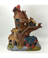 Vintage Light up Handpainted Ceramic Fairy Treehouse or Halloween Decor - $34.00