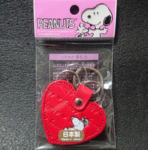 PEANUTS SNOOPY Leather key Holder Heart Ver.2 Red Made in Japan - £26.66 GBP