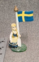 Vintage Swedish Butticki Girl with Flag 4.5” Resin - $7.60