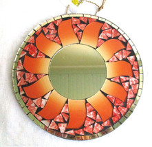 Sun Mosaic Glass and Mirror Tile 8&quot; Round Art Accent Mirror NEW Made in ... - £22.32 GBP