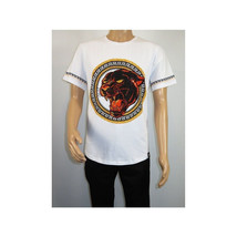 Men LAVERITA European Fashion Crew Shirt Short Sleeve Lion Medallion 94453 White image 7