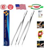 2 Pcs 12-Inch Stainless Steel Kitchen Tweezers - Ergonomic &amp; Durable Tongs - $26.56 CAD