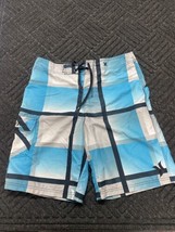 Men&#39;s Hurley Blue Black White Board Shorts Tie Closure Side Pocket size 32 - £7.47 GBP