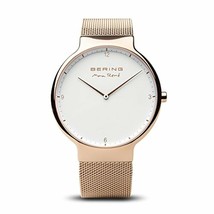 BERING Max Rene 40mm Polished Rose Gold Mesh Band Mens Watch 15540-364 - £142.88 GBP