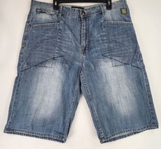 Ecko Unlimited Jean Shorts Mens W38 Blue Denim Y2K Baggy Hip Hop Streetwear - £42.03 GBP
