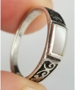 STERLING SILVER &amp; PEARL ladies ring vintage abalone ring 925 SIZE 5 tribal - €25,67 EUR