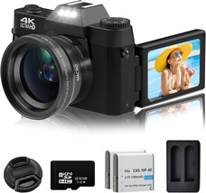 Digital Camera, 4K Vlogging Camera For Youtube 48Mp 16X Digital Zoom, Black - £97.54 GBP