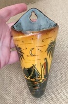 Vintage Art Pottery Wall Pocket Vase Biblical Man Approaching Tent One Of A Kind - £26.62 GBP