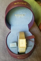 Gruen Maroon Box with Stainless Steel Gold Toned For Parts Watch Diamond GR1153 - £18.93 GBP