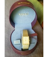 Gruen Maroon Box with Stainless Steel Gold Toned For Parts Watch Diamond... - £18.91 GBP