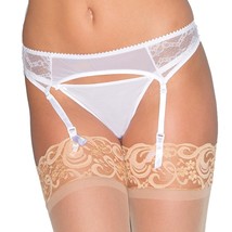 Mesh Lace Garter Belt Adjustable Satin Straps Scalloped Trim White 1539 ... - £11.86 GBP