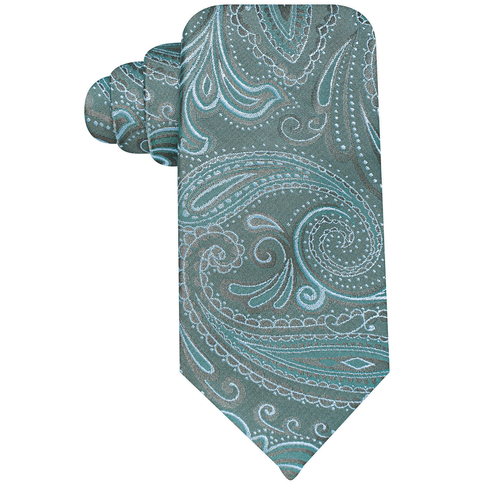 GEOFFREY BEENE Aqua Blue Silverado Paisley Silk Polyester Blend Classic Tie - $19.99
