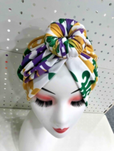 Mardi Gras White Fdl Turban With Knot In Front - £8.83 GBP