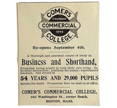 Comer&#39;s Commercial College 1894 Advertisement Victorian Boston Mass 2 AD... - $368.12 MXN