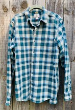 Timberland Shirt Mens Medium Long Sleeve Button Up blue green white Plaid Casual - £15.98 GBP