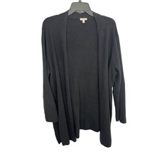 Talbots Women&#39;s Cardigan Sweater Open Front Black 100% Cotton 1X - £19.76 GBP