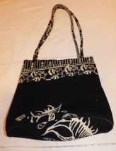 Unbranded Beach Bag Tote Purse Black Off White Shells Travel Pre-owned - £12.08 GBP