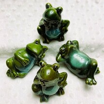 Vintage Two-Toned, Glazed Ceramic Frogs (4), Garden Decor, 3 Relaxing Po... - $637.62 MXN
