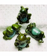 Vintage Two-Toned, Glazed Ceramic Frogs (4), Garden Decor, 3 Relaxing Po... - $637.62 MXN