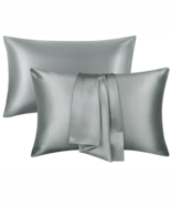 Satin Pillowcase for Hair and Skin Set of 2, Gray Soft Silky Queen 20x30... - $16.82
