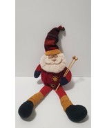 Santa Figure Elf Yarn Ball Skiing Elf Sitting Mantel Christmas Decoration - $13.98