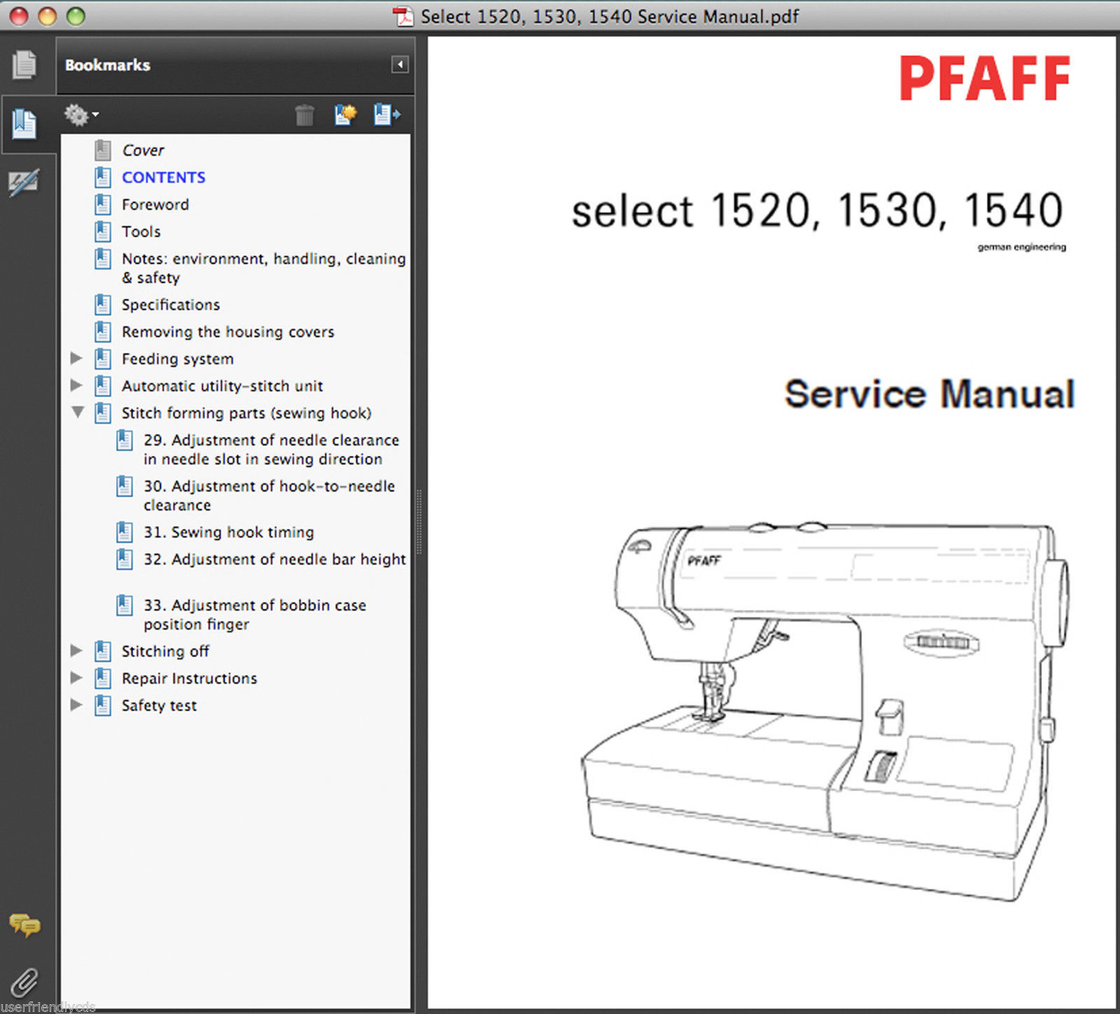 Primary image for Pfaff Select 1520, 1530, 1540 SERVICE MANUAL & PARTS CATALOG -2- MANUALS CD