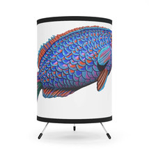 Colorful Blue Fish Tripod Lamp with High-Res Printed Shade, US/CA plug - £61.55 GBP