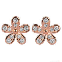 Cubic Zirconia &amp; 18K Rose Gold-Plated Flower Stud Earrings - £10.44 GBP