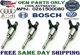 Bosch BRAND NEW GENUINE 4x Fuel Injectors for 2004-2012 Volkswagen Golf 2.0L I4 - £155.30 GBP