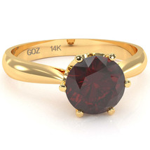 Crown Setting Garnet Engagement Ring In 14k Yellow Gold - £335.63 GBP