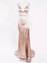 Red Evening Gown Strappy Split Leg Floor Length Long Prom Dress Padded S... - £100.44 GBP
