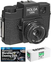 Holga 120N Medium Format Film Camera (Black) With Microfiber Cloth And Ilford - £43.60 GBP