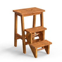 3-in-1 Rubber Wood Step Stool with Convenient Handle-Dark Brown - Color: Dark Br - $194.91 CAD