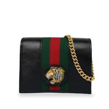 Gucci Raja Chain Compact Wallet Mini Leather Black - £1,145.14 GBP
