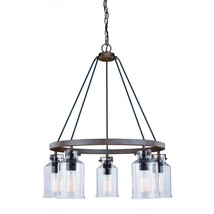 Vaxcel International 5 Light Milone Chandelier Textured Rustic Bronze - $7,884.24 MXN