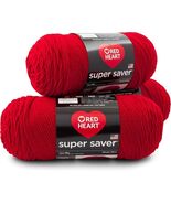 Red Heart Super Saver Yarn 8 Oz Acrylic Cherry Red Lot Of 3 Skeins - No ... - $13.92 CAD