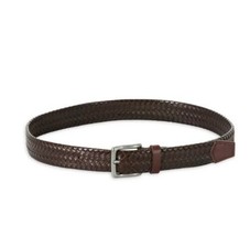 Wrangler Dark Brown Men’s Size 34 Woven Braided Leather Belt Stretch NWT... - £13.12 GBP