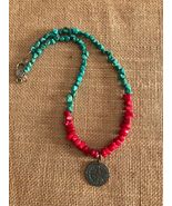“The Traveler” Turquoise And Coral Pendant Necklace Free Shipping! - £25.28 GBP