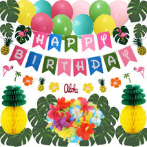 Hawaiian Flamingo Pineapple Decor Luau Party Supplies Birthday Decorations Inclu - £20.31 GBP