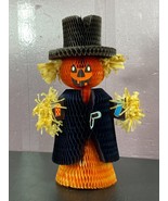 Honeycomb Scarecrow Pumpkin DENMARK Vintage Halloween Art Tissue Table T... - £21.76 GBP