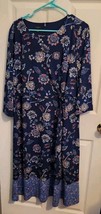 NWT Talbots Faux Wrap Midi Dress Stretch Floral Navy Blue Plus Sz 16W 3/... - £39.46 GBP