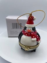 Penguin Porcelain Surprise Gift Hinged Trinket Box Christmas Tree Ornament - £15.41 GBP