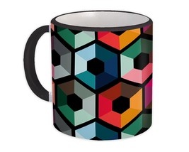 Colorful Shape : Gift Mug Design Geometric Modern Home Decor Hexagon Scandinavia - £12.57 GBP