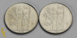 1963 &amp; 1964 Italie 100 Lire Pièce de Monnaie plein De 2 IN Bu, Km #96.1 - $1,034.09 MXN