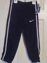 Nwt - Nike THERMA-FIT Boy&#39;s Size 4 Black Fleece Sports Pants - Gray Stripe - £18.84 GBP