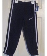 NWT - NIKE THERMA-FIT Boy&#39;s Size 4 Black Fleece Sports Pants - Gray Stripe - £18.82 GBP