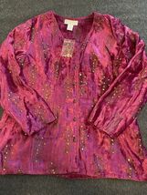 Soft Surroundings Jacket Womens Pink Velvet Embellished Sequins Paisley ... - $508.68 MXN